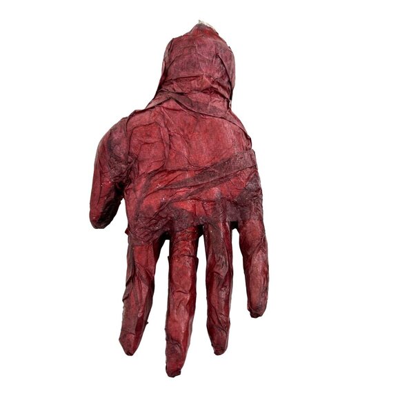 Zombie Hands Halloween Decorations Papier Mache Vtg Severed Red Bloody Set of 2 - Picture 4 of 8